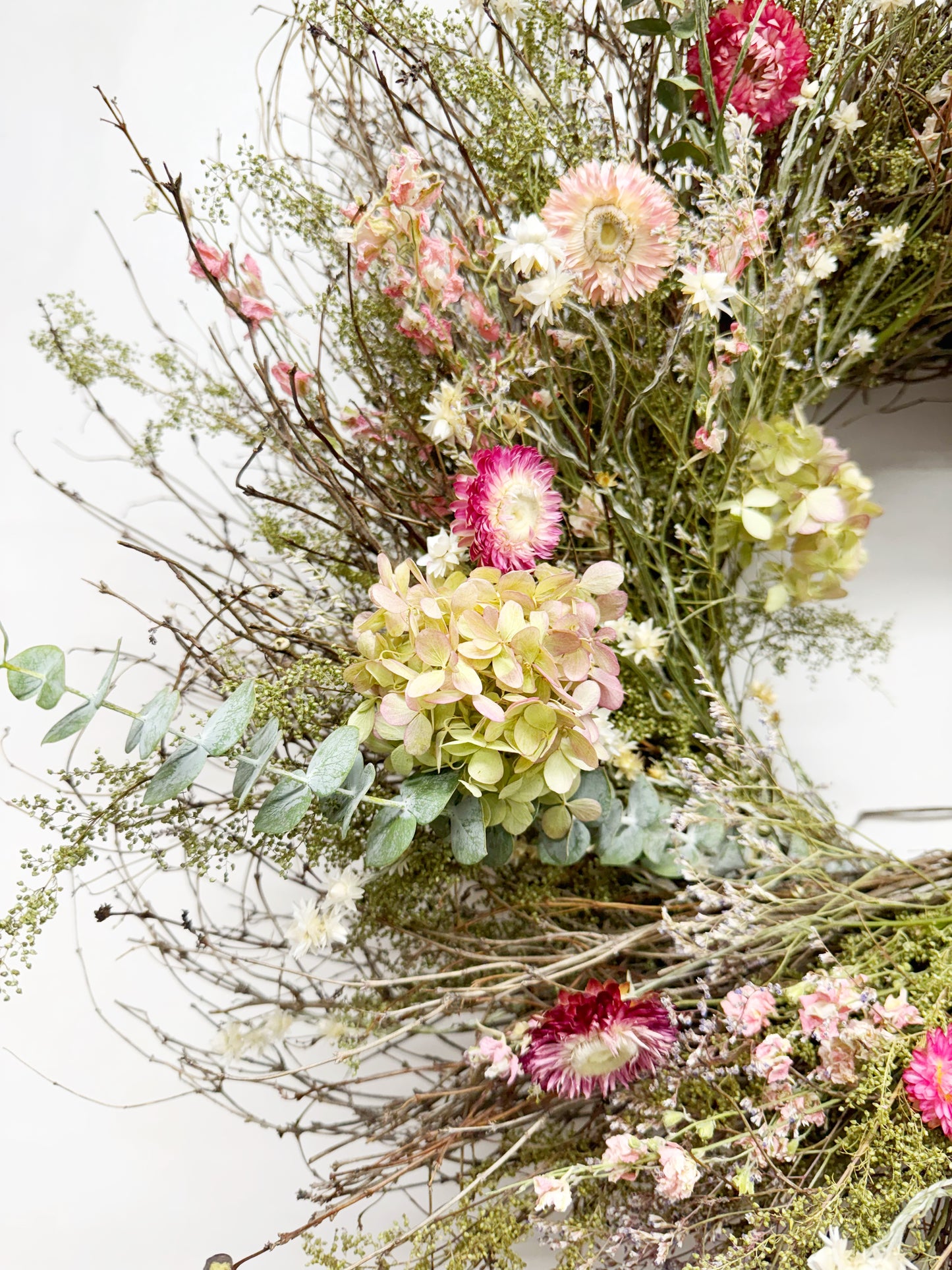 Dried Hydrangea Flowers Wreath