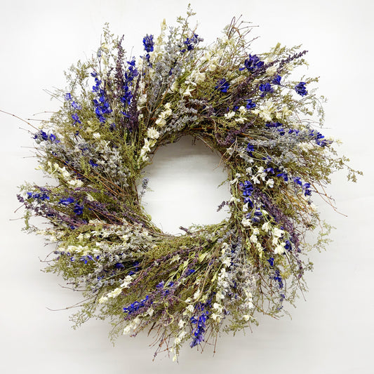 Dried Azure Larkspur Wreath