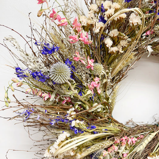 Dried Delphinium Wreath