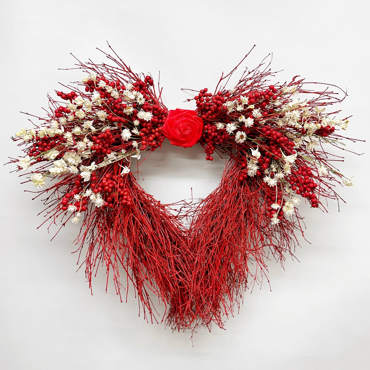 Dried Red Doily Heart Wreath