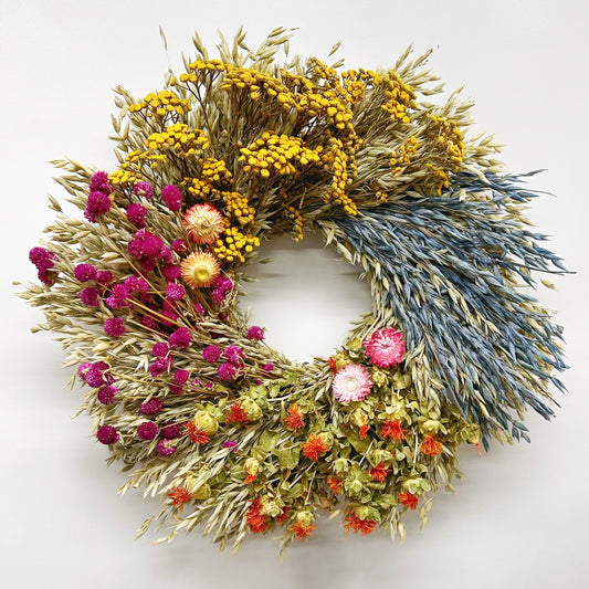 Dried Bright Wheel Wreath