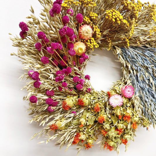 Dried Bright Wheel Wreath