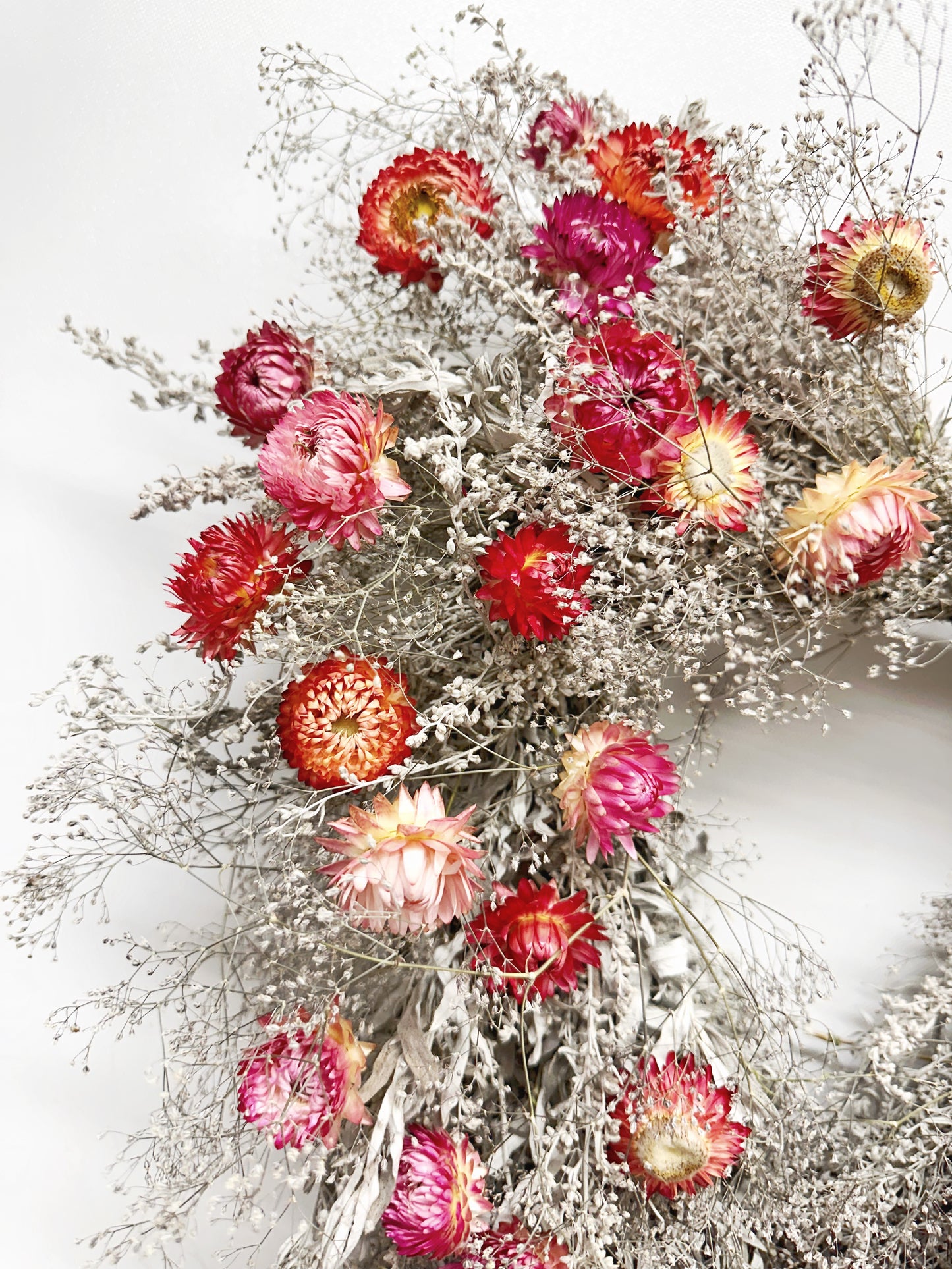 Dried Gypsophila and Strawflowers Romeo Heart Wreath