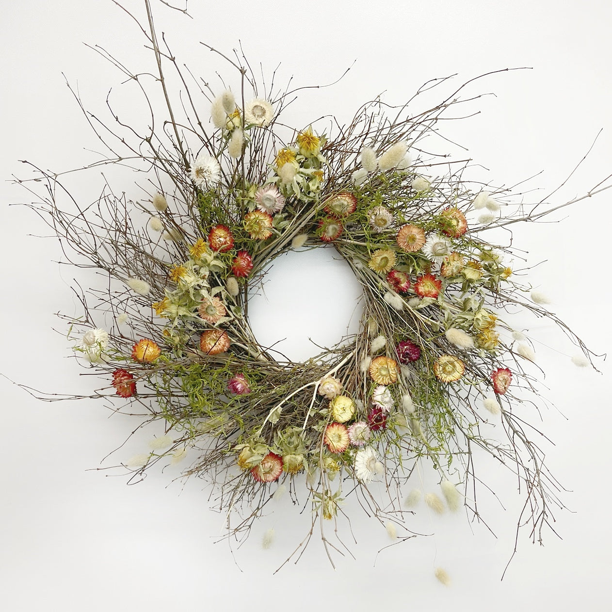 Dried Misty Strawflowers Wreath