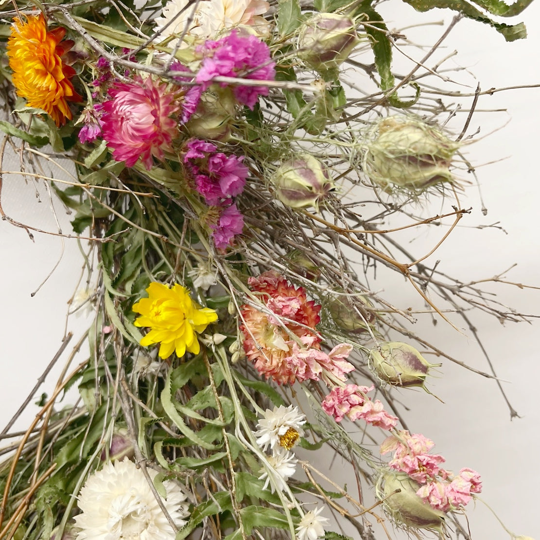 Dried Fern and Strawflowers Wreath